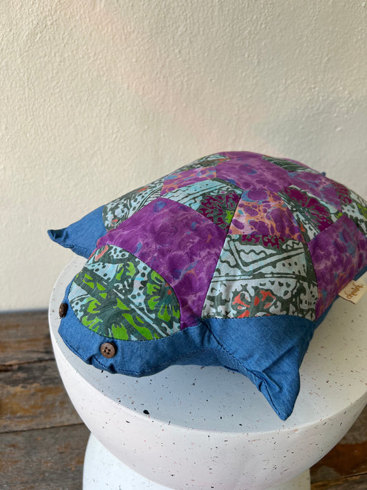 Turtle Aurora Batik Patchwork Pillow