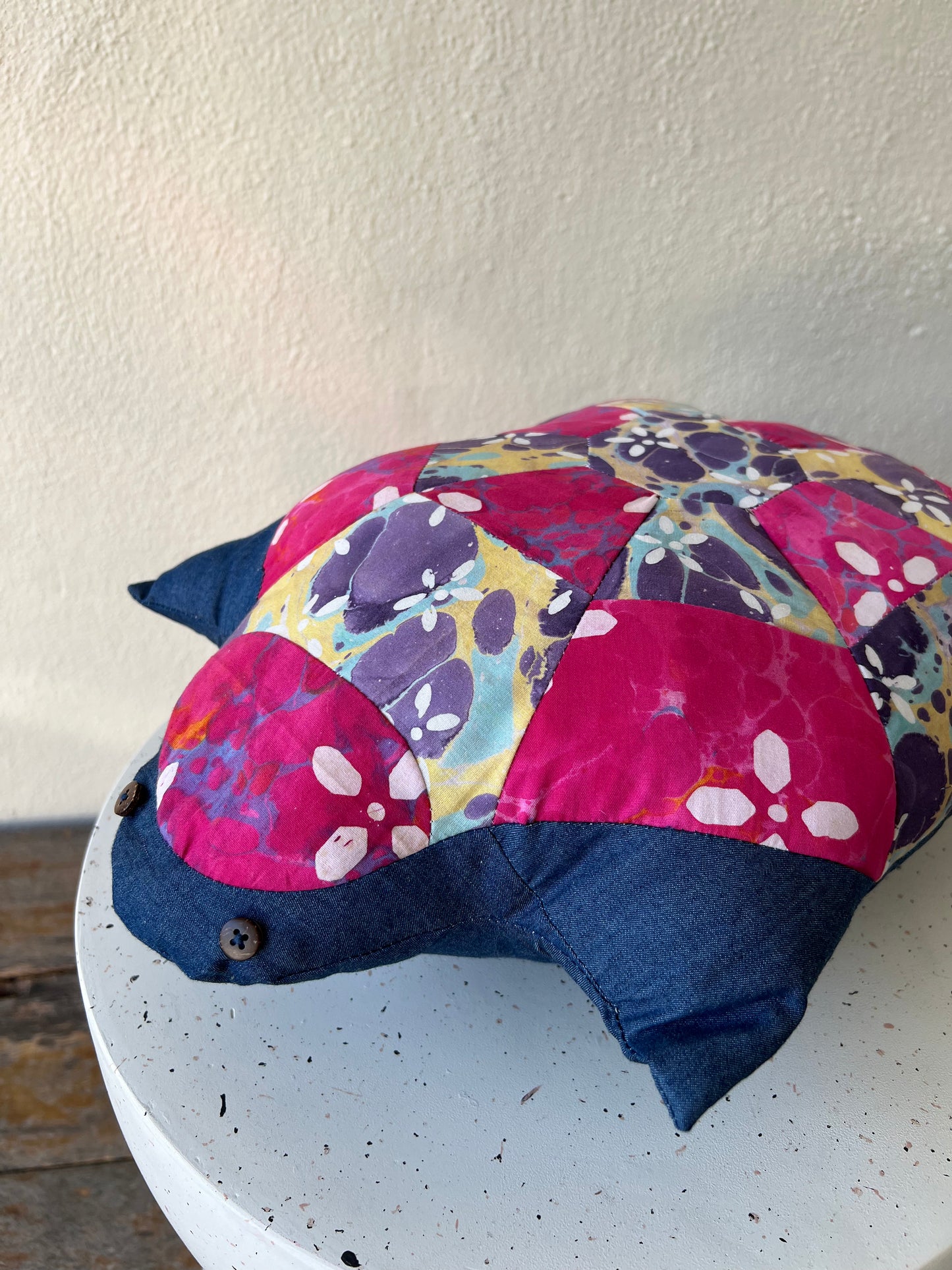 Turtle Luxe Batik Patchwork Pillow